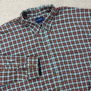 Vintage 90s J. Crew Shirt Mens XLT Blue Plaid Lightweight Made In Portugal‎